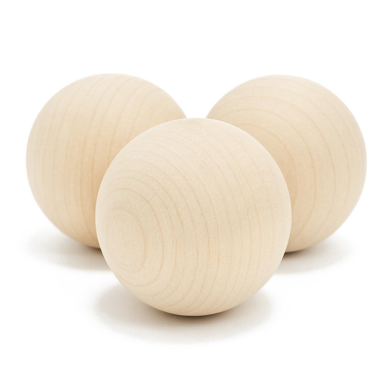 Hockey Revolution Swedish Stickhandling Balls 3-Pack - Hardwood No-Bounce Floorball Training Equipment - for Floor Dribbling Skills, Dekes & Ball Handling Drills - 2-Inch Diameter - Image 1
